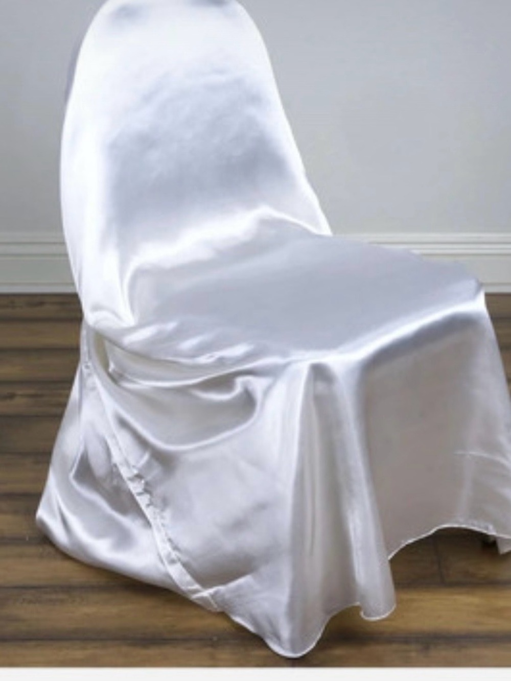 16 Elegant White Satin Chair Cover for Dining & Events